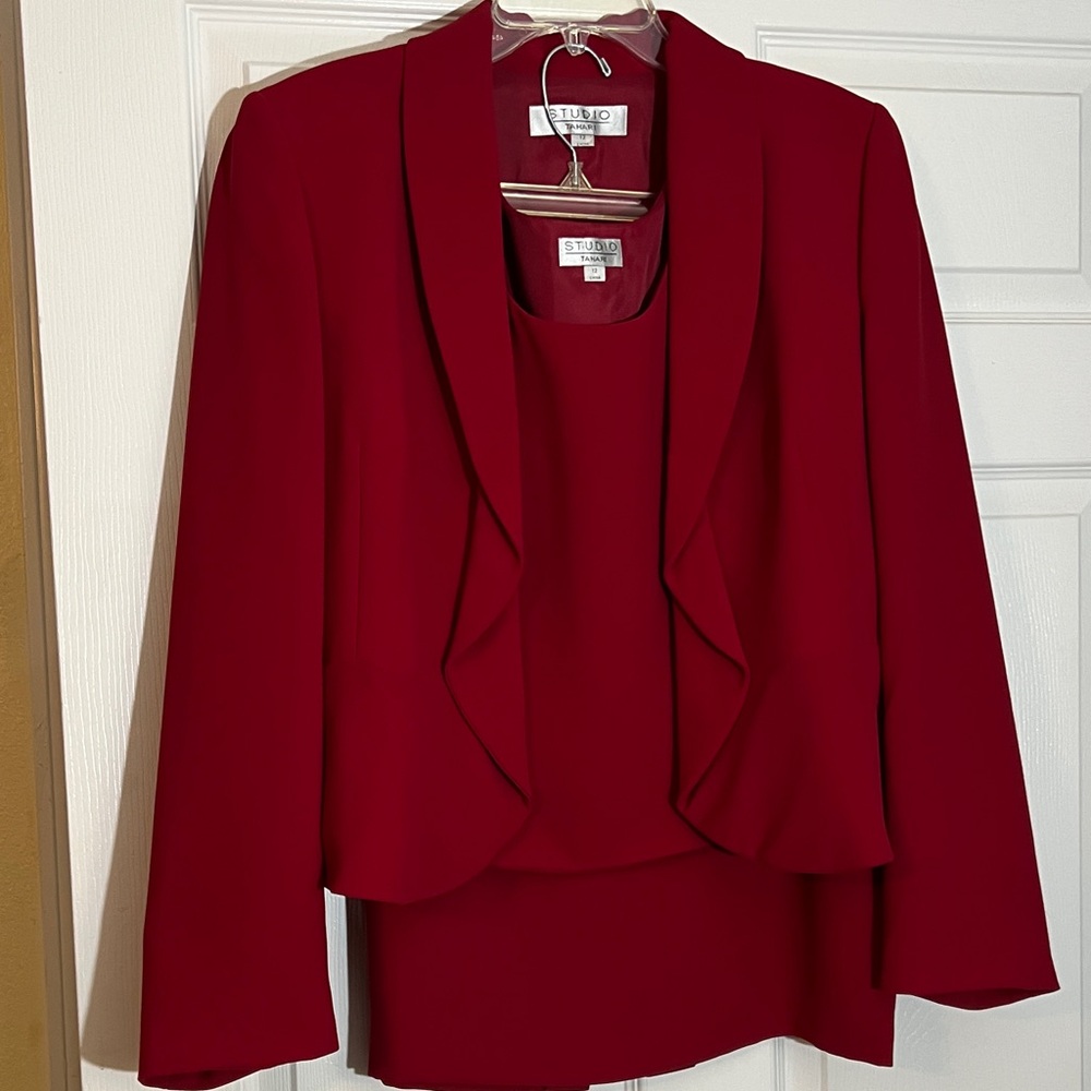 3pc. Tahari Elegant Red Skirt Set
